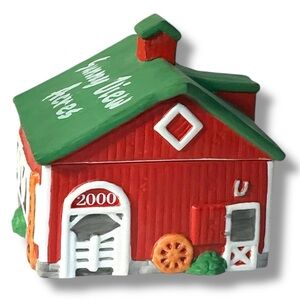 Vintage Figis Horse Barn Trinket Box Hand Painted Porcelain Farmhouse Decor 2000